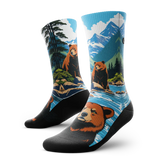 Outway Grizzlies Crew Chaussette de course à pied unisexe - Brun / Bleu