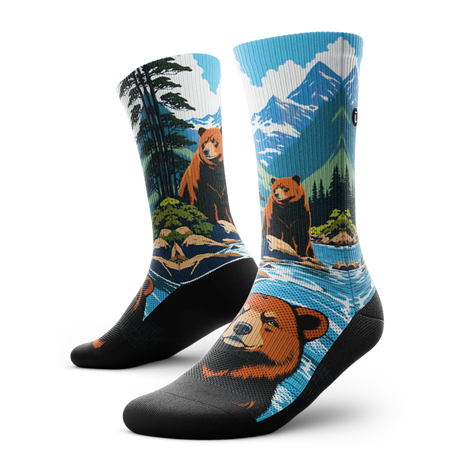 Outway Grizzlies Crew Chaussette de course à pied unisexe - Brun / Bleu