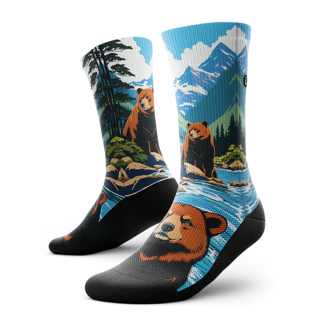 Outway Grizzlies Crew Chaussette de course à pied unisexe - Brun / Bleu