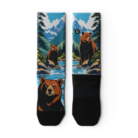 Outway Grizzlies Crew Chaussette de course à pied unisexe - Brun / Bleu