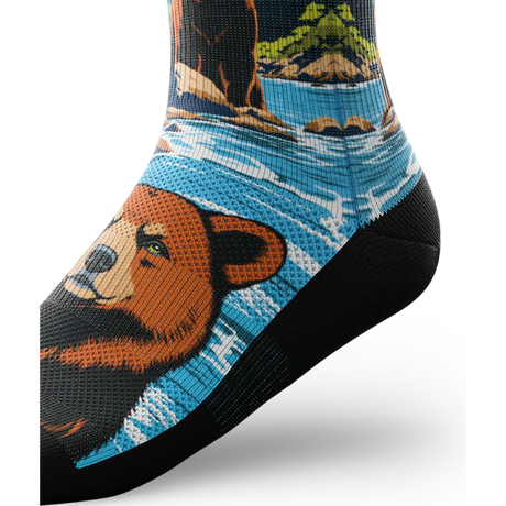 Outway Grizzlies Crew Chaussette de course à pied unisexe - Brun / Bleu