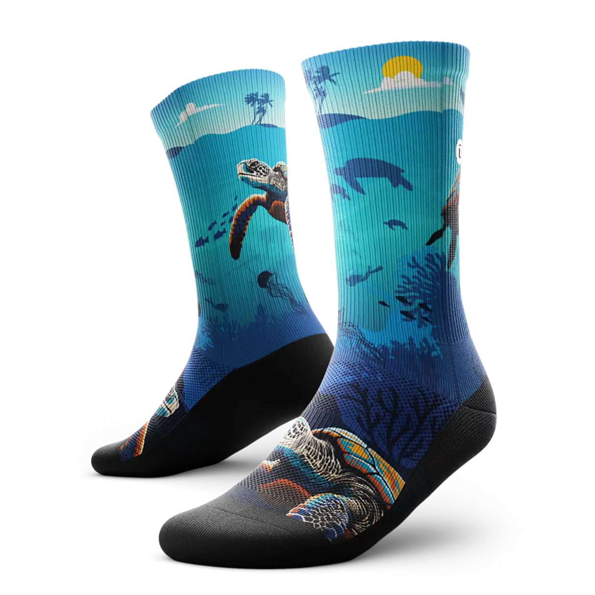 Outway Oceanic Sanctuary Crew Chaussette de course à pied unisexe - Bleu / Noir