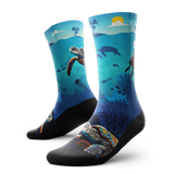 Outway Oceanic Sanctuary Crew Chaussette de course à pied unisexe - Bleu / Noir