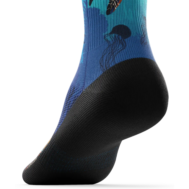 Outway Oceanic Sanctuary Crew Chaussette de course à pied unisexe - Bleu / Noir
