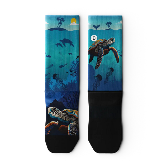 Outway Oceanic Sanctuary Crew Chaussette de course à pied unisexe - Bleu / Noir
