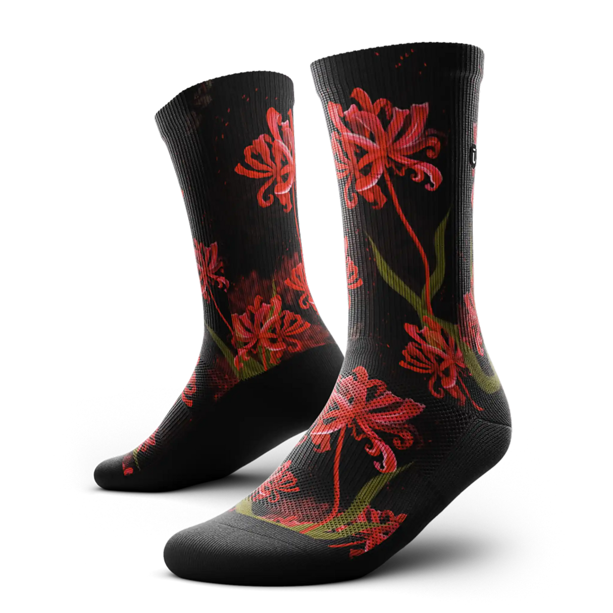 Outway Spider Lily Crew Chaussette de course à pied unisexe - Noir / Rouge