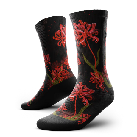 Outway Spider Lily Crew Chaussette de course à pied unisexe - Noir / Rouge