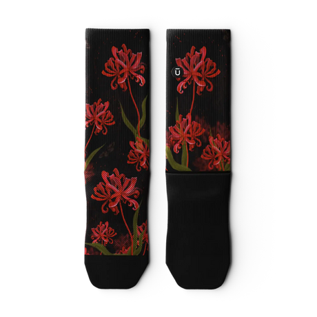 Outway Spider Lily Crew Chaussette de course à pied unisexe - Noir / Rouge