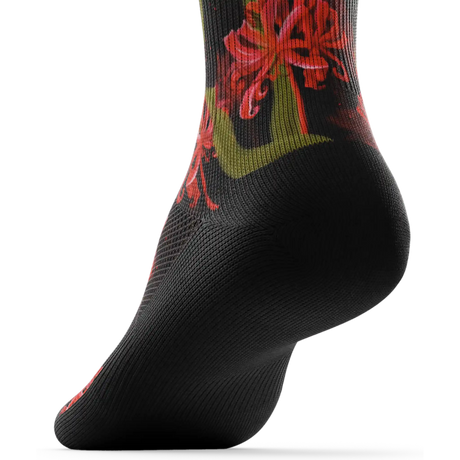 Outway Spider Lily Crew Chaussette de course à pied unisexe - Noir / Rouge