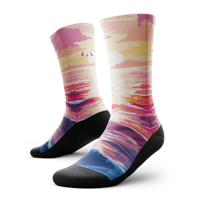 Outway Sunkissed Waves Crew Chaussette de course à pied unisexe - Noir / Rose