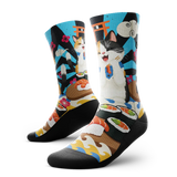 Outway Sushi Purrfection Crew Chaussette de course à pied unisexe - Bleu / Noir