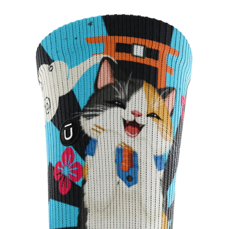 Outway Sushi Purrfection Crew Chaussette de course à pied unisexe - Bleu / Noir
