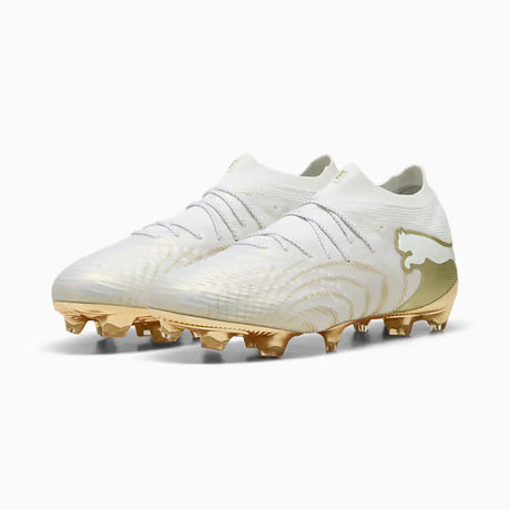 Puma Future 9 Ultimate FG chaussures de soccer à crampons - Puma White / Metallic Gold / Puma Black