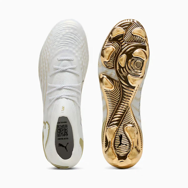 Puma Future 9 Ultimate FG chaussures de soccer à crampons - Puma White / Metallic Gold / Puma Black