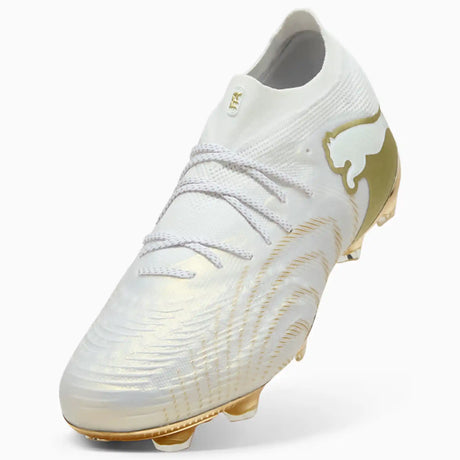 Puma Future 9 Ultimate FG chaussures de soccer à crampons - Puma White / Metallic Gold / Puma Black