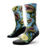 Outway Plants Gone Wild Crew unisex running sock - Blue / Green - pair, three-quarter view