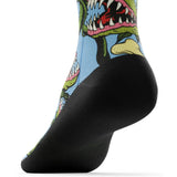 Outway Plants Gone Wild Crew unisex running sock - Blue / Green - heel view