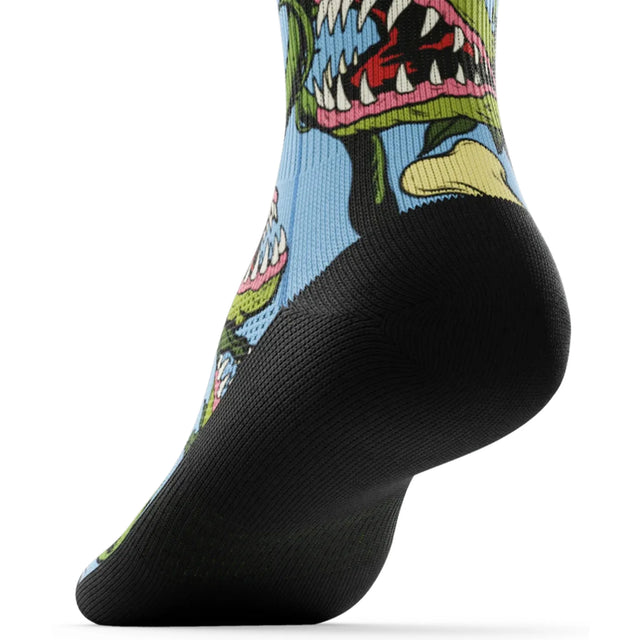 Outway Plants Gone Wild Crew unisex running sock - Blue / Green - heel view