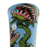 Outway Plants Gone Wild Crew unisex running sock - Blue / Green - cuff close-up