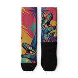 Outway Prehistoric Crew unisex running sock - Pink / Blue - flat lay pair