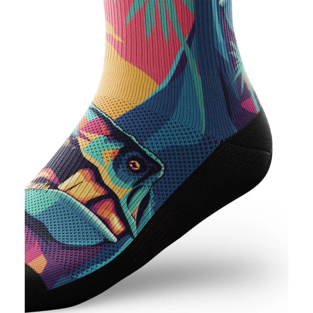Outway Prehistoric Crew unisex running sock - Pink / Blue - side view