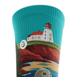 Outway Prince Edward Crew unisex running sock - Blue / Beige - cuff close-up