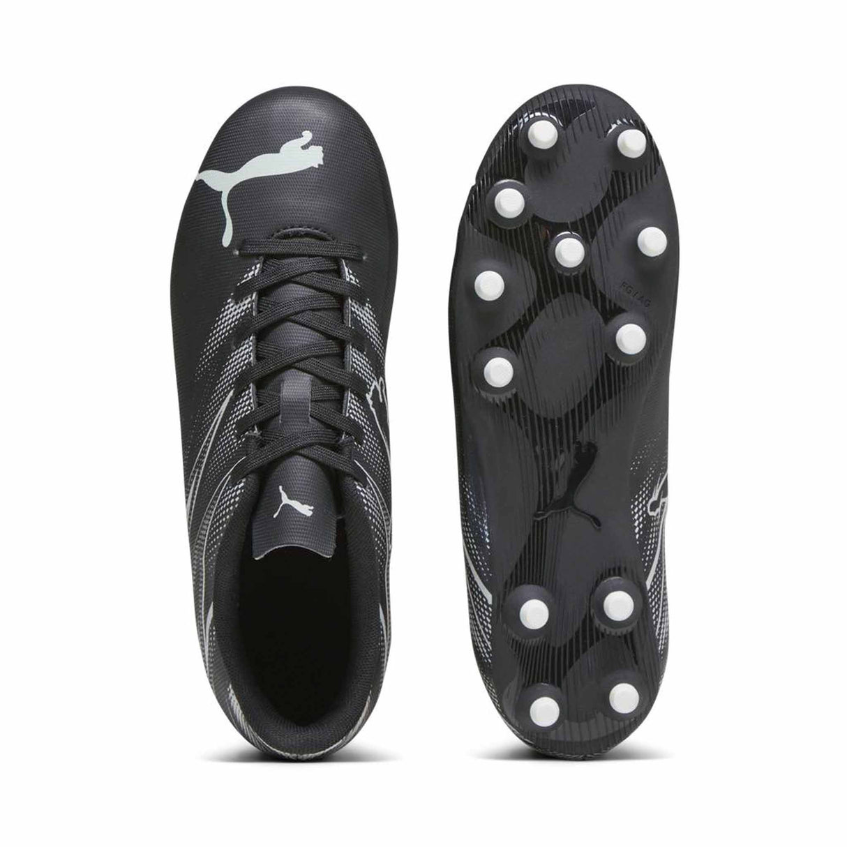 Puma Attacanto FG/AG Junior chaussure de soccer enfant - Puma Black / Team Silver