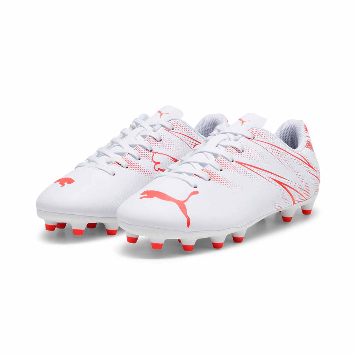 Puma Attacanto FG/AG Junior chaussure de soccer enfant - Puma White / Fire Orchid