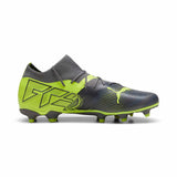 Puma Future 7 Match Rush FG/AG chaussures de soccer a crampons lateral -Strong Gray / Cool Dark Gray / Electric Lime