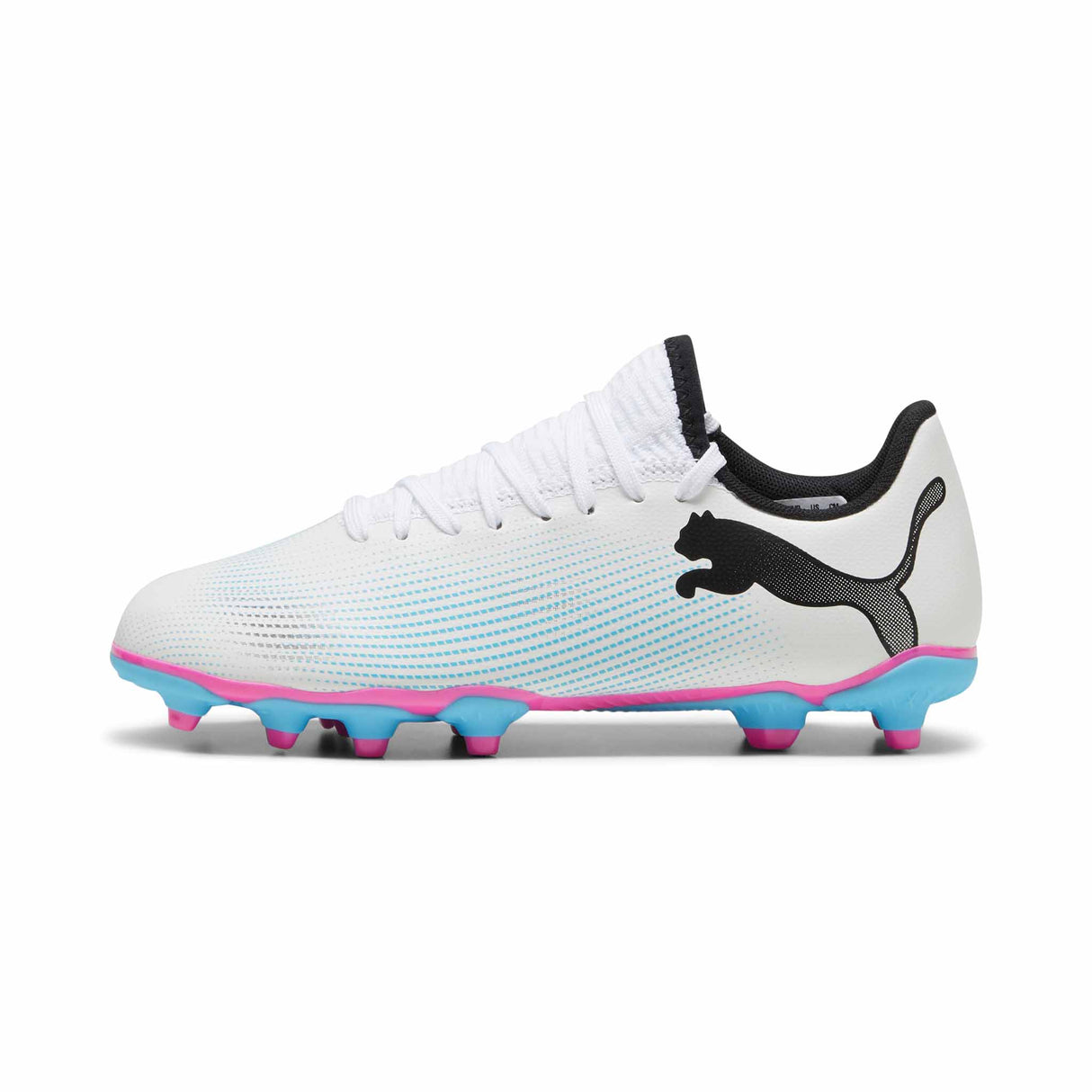 Puma Future 7 Play FG/AG chaussures de soccer à crampons junior - Puma White / Poison Pink / Puma Black