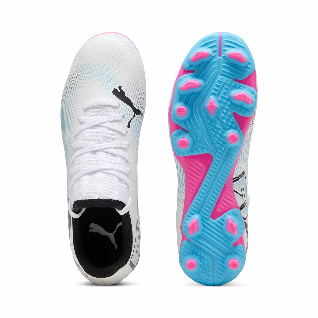 Puma Future 7 Play FG/AG chaussures de soccer à crampons junior - Puma White / Poison Pink / Puma Black