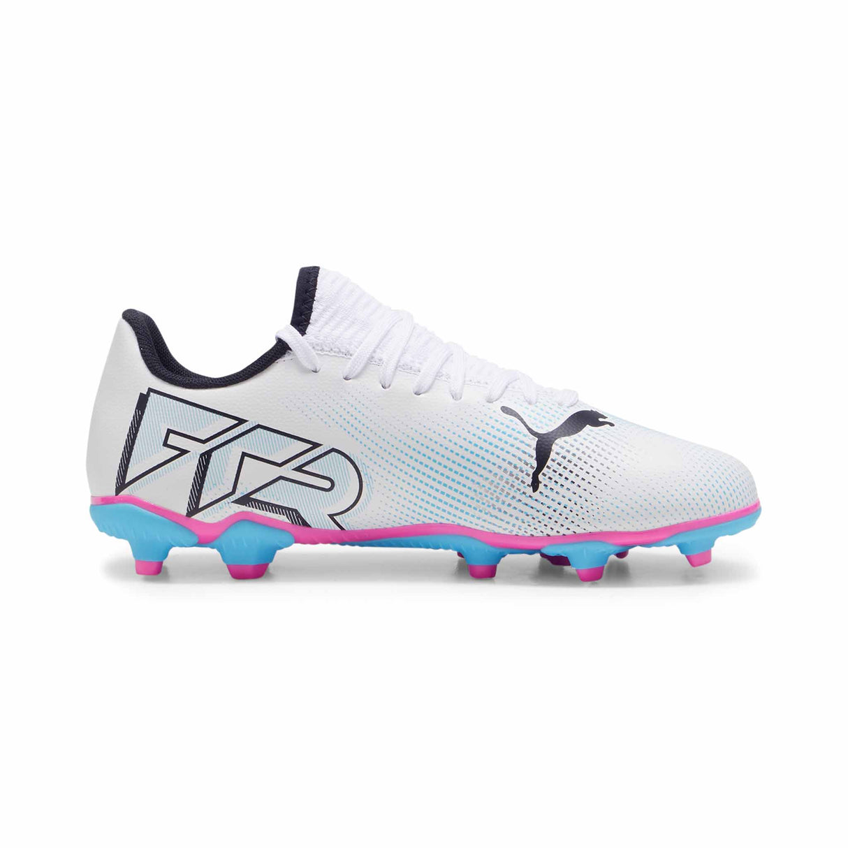 Puma Future 7 Play FG/AG chaussures de soccer à crampons junior - Puma White / Poison Pink / Puma Black