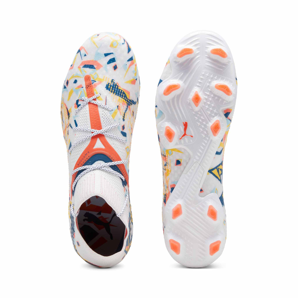 Puma Future 7 Ultimate Creativity FG/AG chaussures de soccer à crampons - Puma White / Hot Heat / Sunstream