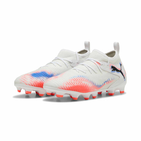 Puma Future 8 Match FG/AG JR Soccer Cleats - Puma White / Puma Black / Glowing Red