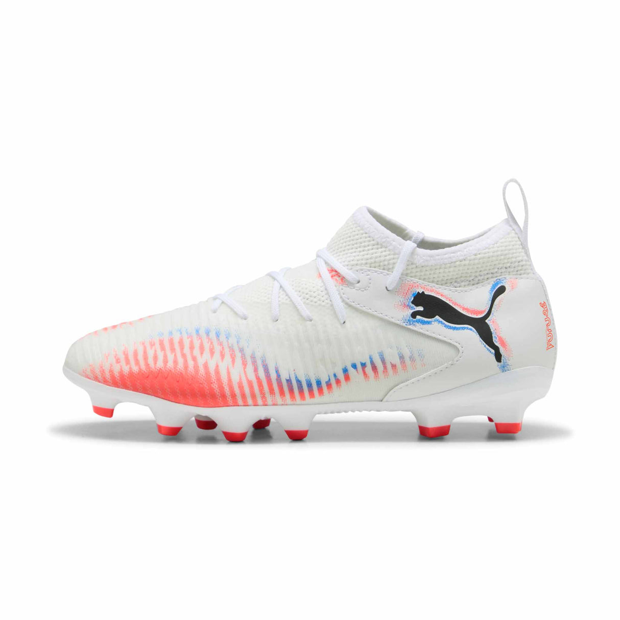 Puma Future 8 Match FG/AG JR Soccer Cleats - Puma White / Puma Black / Glowing Red