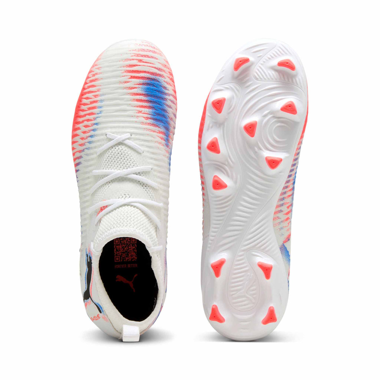 Puma Future 8 Match FG/AG JR Soccer Cleats - Puma White / Puma Black / Glowing Red