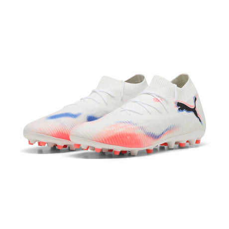 Puma Future 8 Match MG Soccer Cleats - Puma White / Puma Black / Glowing Red