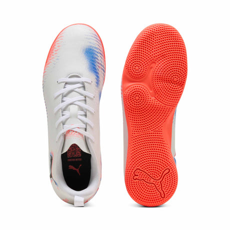 Puma Future 8 Play IT JR Indoor Soccer Shoes - Puma White / Puma Black / Glowing Red