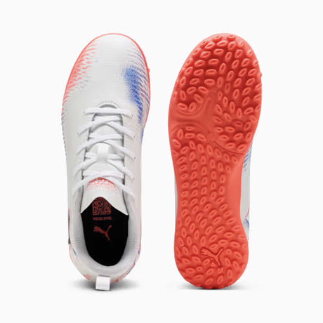 Chaussures de soccer turf Puma Future 8 Play TT junior paire - White / Black / Glowing Red