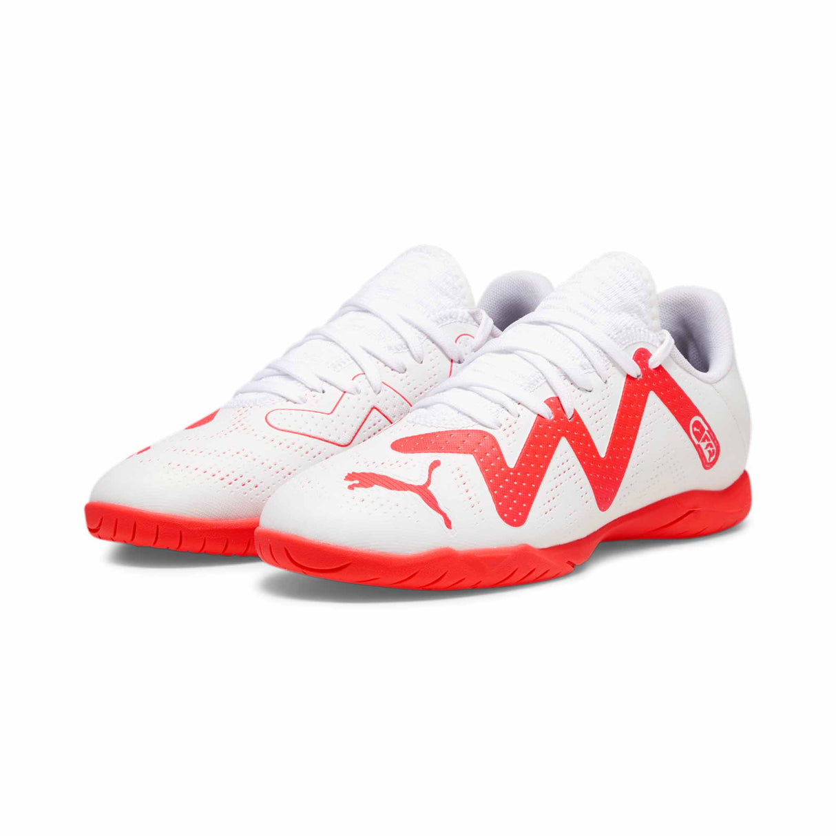 Puma Future Play IT Futsal junior chaussures de soccer interieur - White / Fire Orchid