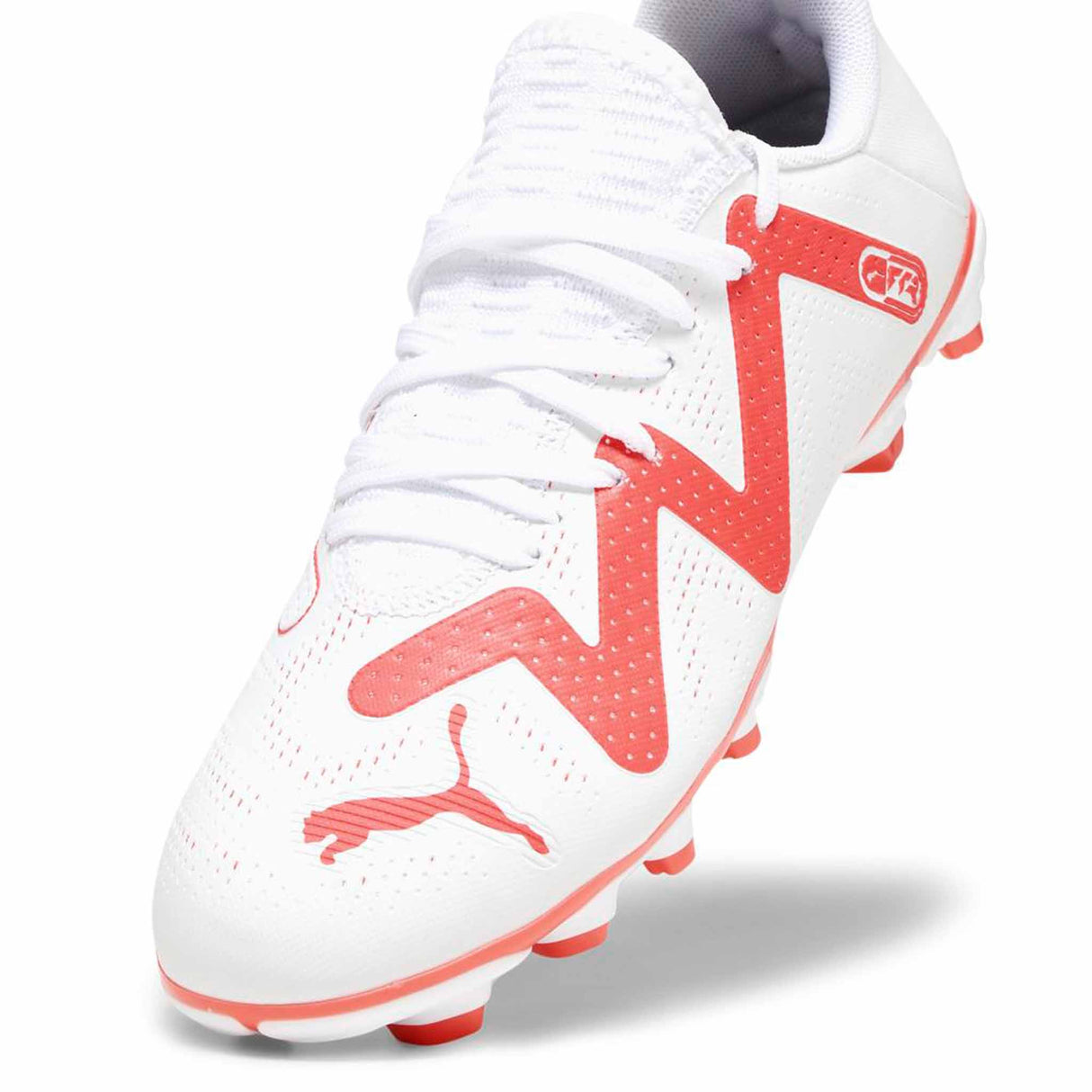 Puma Future Play FG/AG chaussures de soccer à crampons junior - Puma White / Fire Orchid