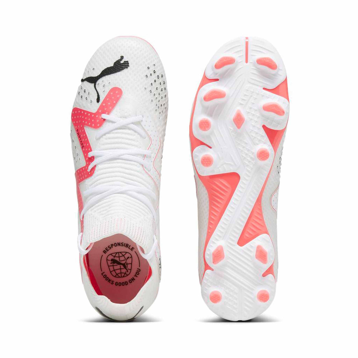 Puma Future Pro FG/AG chaussures de soccer à crampons junior - Puma White / Fire Orchid