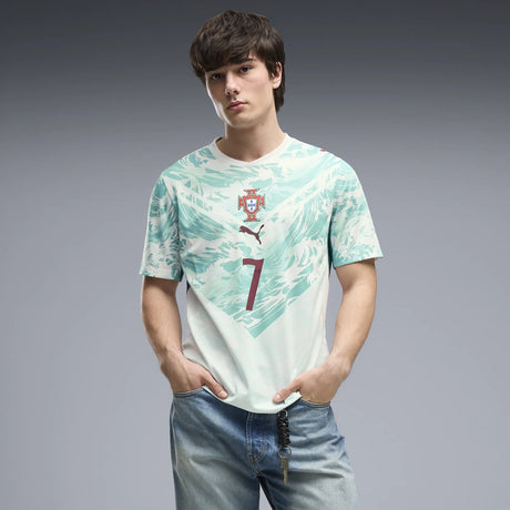 Puma Portugal Away Ronaldo Jersey Men 2026 - Puma White / Green Lagoon
