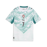 Puma Portugal Away Ronaldo Jersey for Kids 2026 - Puma White / Green Lagoon