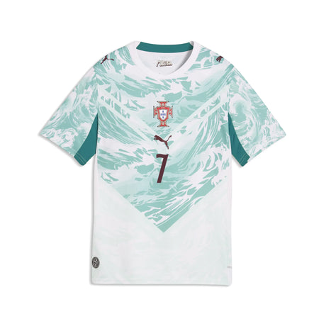 Puma Portugal Away Ronaldo Jersey for Kids 2026 - Puma White / Green Lagoon