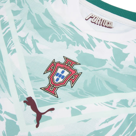 Puma Portugal Away Ronaldo Jersey for Kids 2026 - Puma White / Green Lagoon