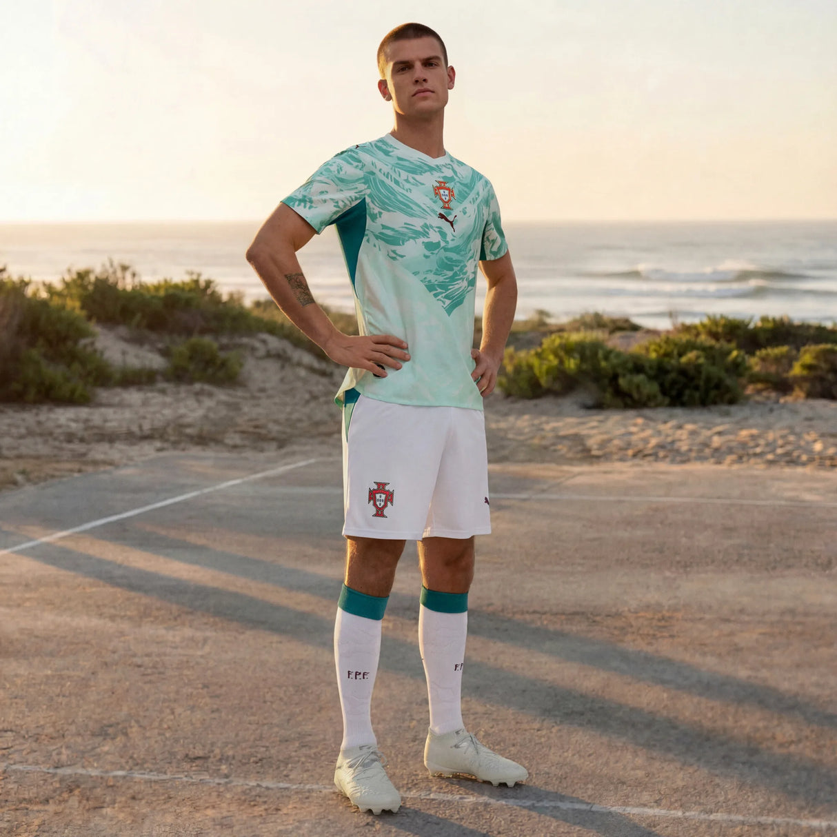 Puma Portugal Short 2026 for Men - Puma White / Green Lagoon