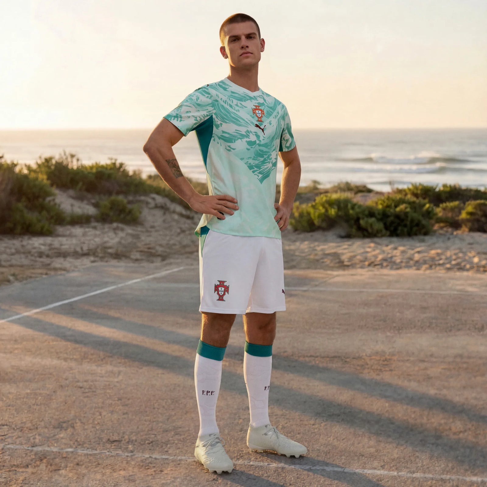 Puma Portugal Short 2026 for Men - Puma White / Green Lagoon