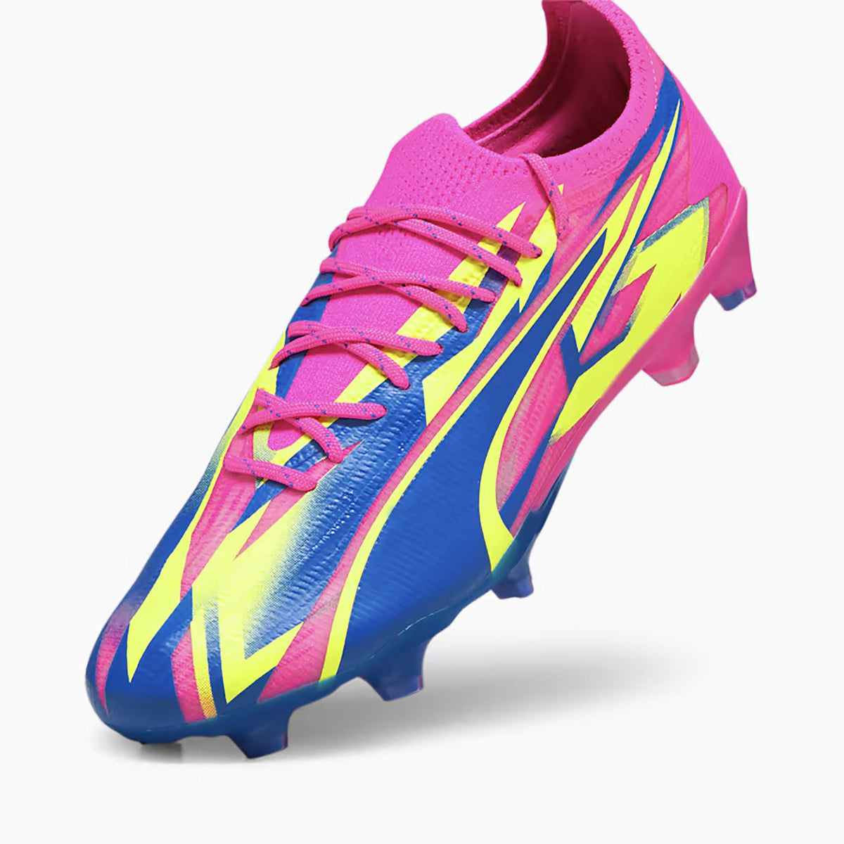 Puma Ultra Ultimate Energy FG/AG chaussures de soccer a crampons tige- Pink / Ultra Blue / Yellow Alert