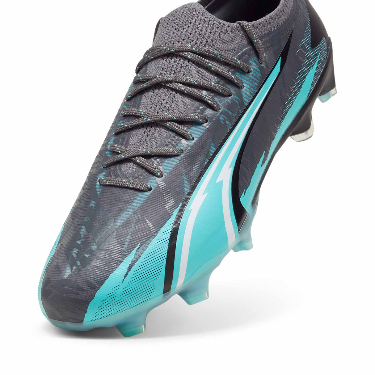 Puma Ultimate Rush FG/AG chaussures de soccer à crampons pointe - strong grey / Puma white / Elektro Aqua